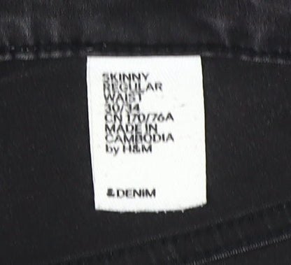 Womens UK Size 12 H&M Regular Fit Skinny Black Jeans