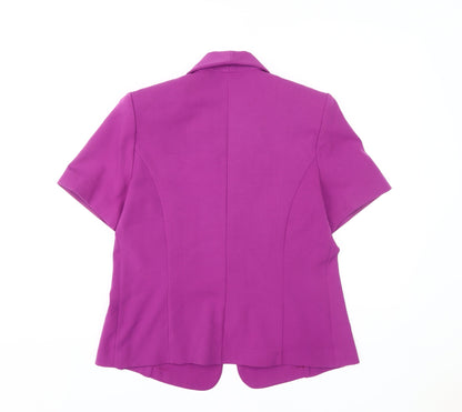 Classics Women's Purple Blazer - Size 12, Short Sleeve, Elegant