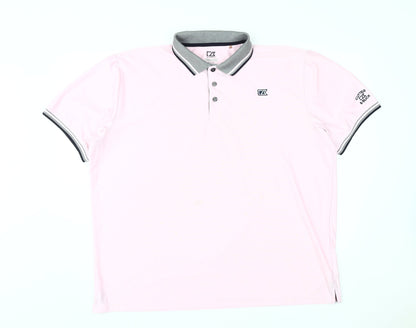 Cutter & Buck Men's Pink Polo Shirt 2XL, Moisture Wicking