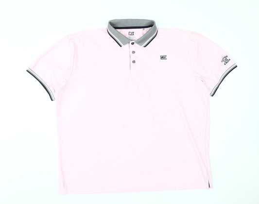 Cutter & Buck Men's Pink Polo Shirt 2XL, Moisture Wicking