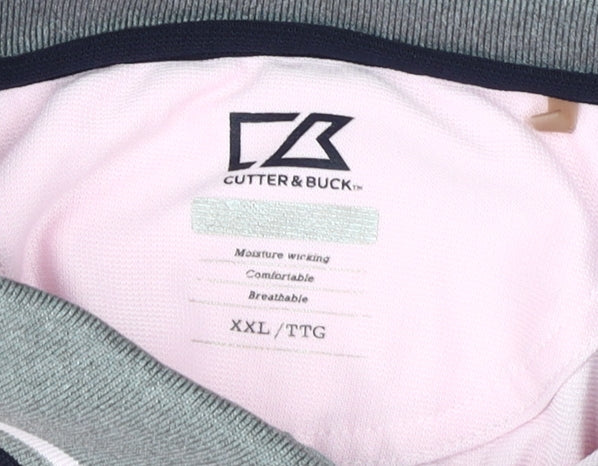 Cutter & Buck Men's Pink Polo Shirt 2XL, Moisture Wicking