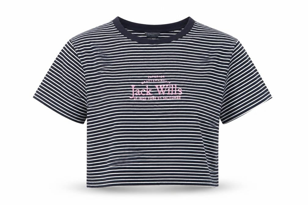 Womens UK Size 10 Jack Wills Black Cropped T-Shirt