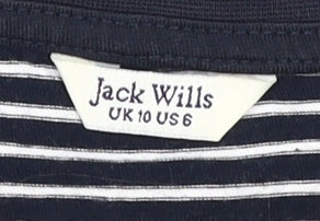 Jack Wills Women's Black Striped T-Shirt, Size 10