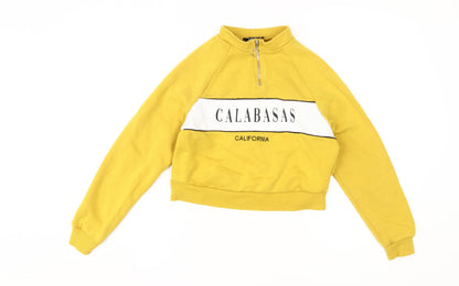 New Look Girls Yellow 1/4 Zip Hoodie - Size 10-11 Years