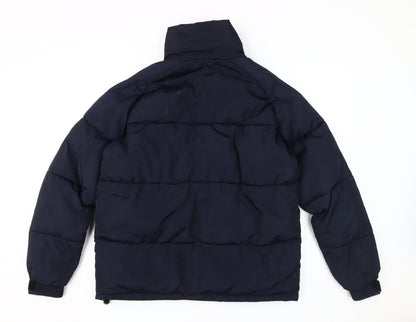 River Island Men's Blue Puffer Jacket Size S