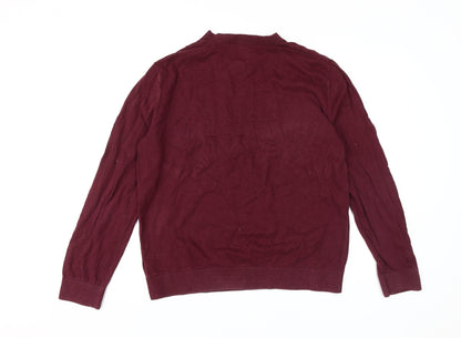 GAP Men's Red Pullover Jumper, L, Crew Neck Cotton Knit