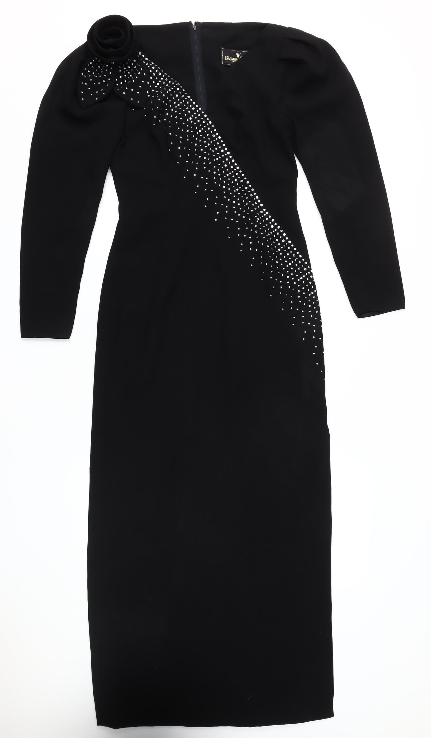 La Regina Black Bodycon Dress Women 8 Long Sleeve Party