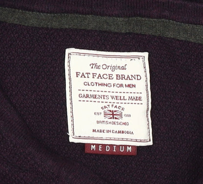 Fat Face Men's Purple V-Neck Cotton Cashmere Jumper M