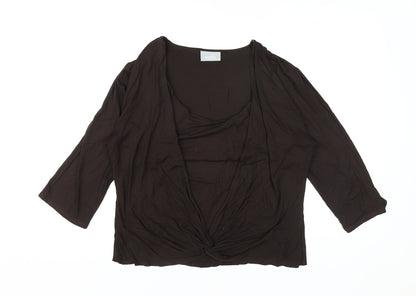 Wallis Women's Brown V-Neck Blouse Size 16