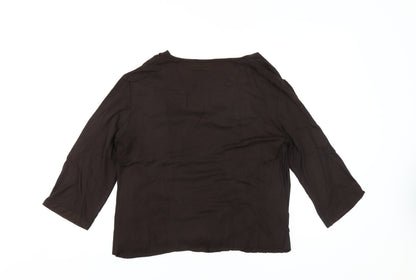 Wallis Women's Brown V-Neck Blouse Size 16