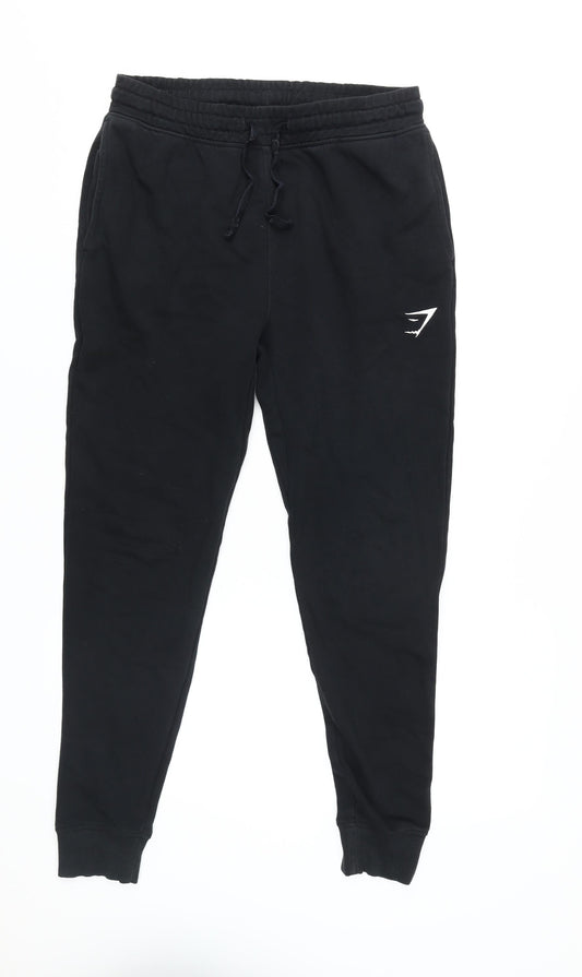 Gymshark Men's Black Joggers, Size S, Cotton Blend