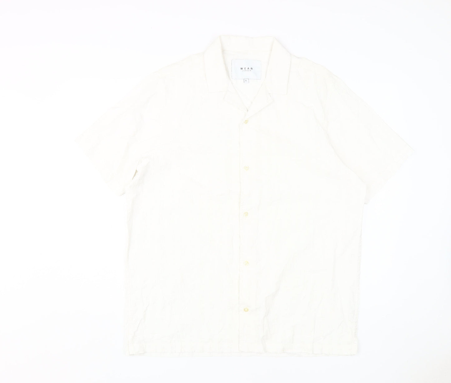 Wear London Men's White Short Sleeve Button-Up Shirt L