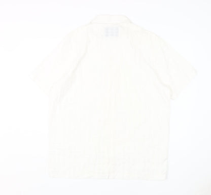 Wear London Men's White Short Sleeve Button-Up Shirt L
