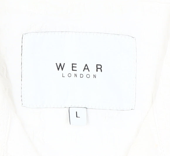 Wear London Men's White Short Sleeve Button-Up Shirt L