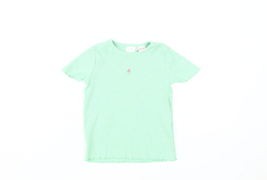 Zara Girls Green Short Sleeve T-Shirt, 4-5 Years, Casual Style