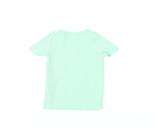 Zara Girls Green Short Sleeve T-Shirt, 4-5 Years, Casual Style