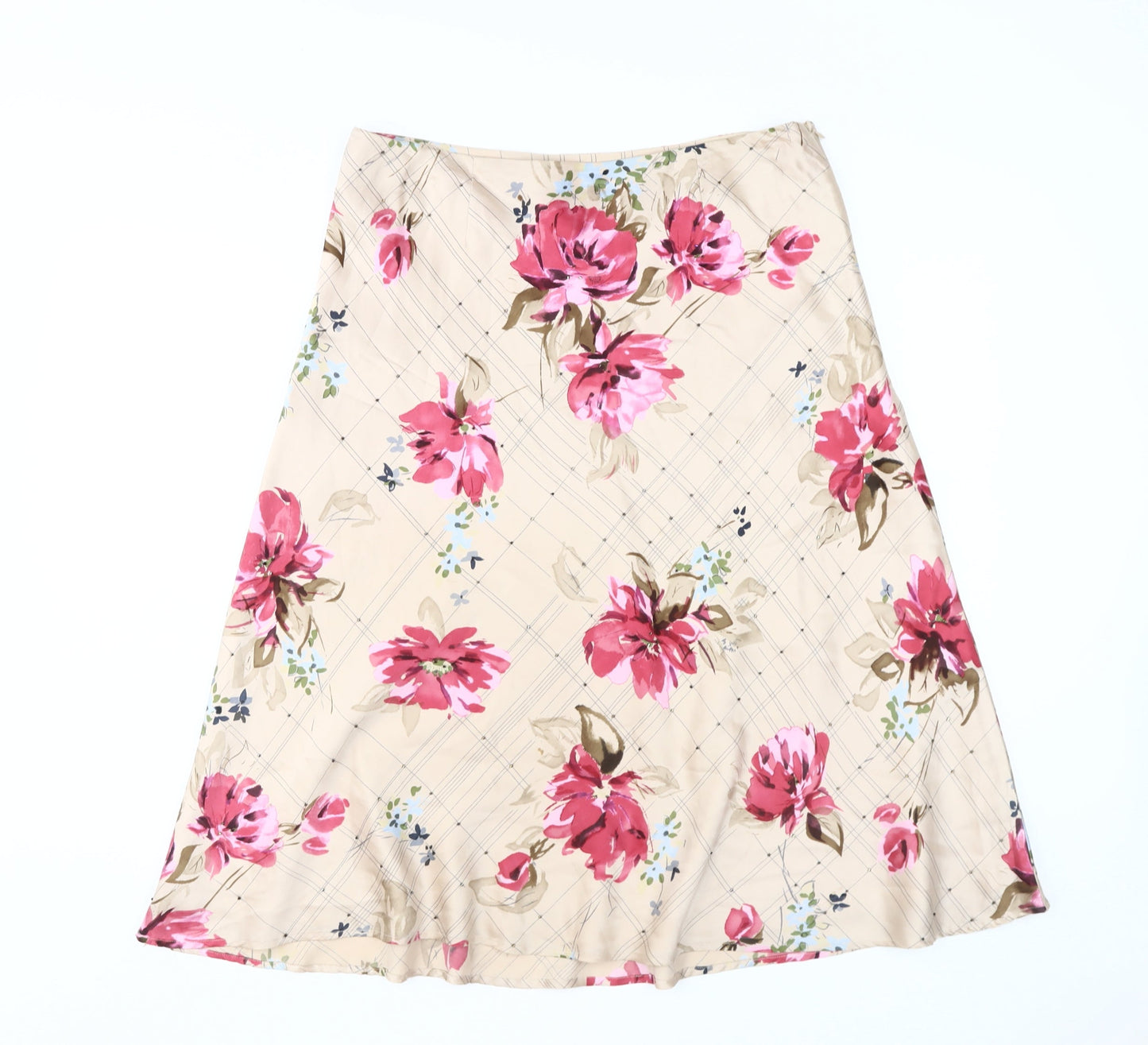 Phase Eight Women's Beige A-Line Floral Silk Skirt