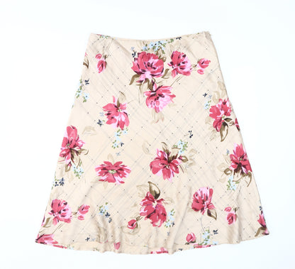 Phase Eight Women's Beige A-Line Floral Silk Skirt