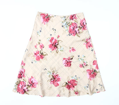 Phase Eight Women's Beige A-Line Floral Silk Skirt