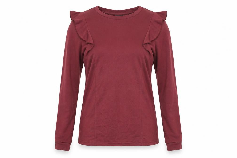 Womens UK Size S ICHI Red Jersey Blouse
