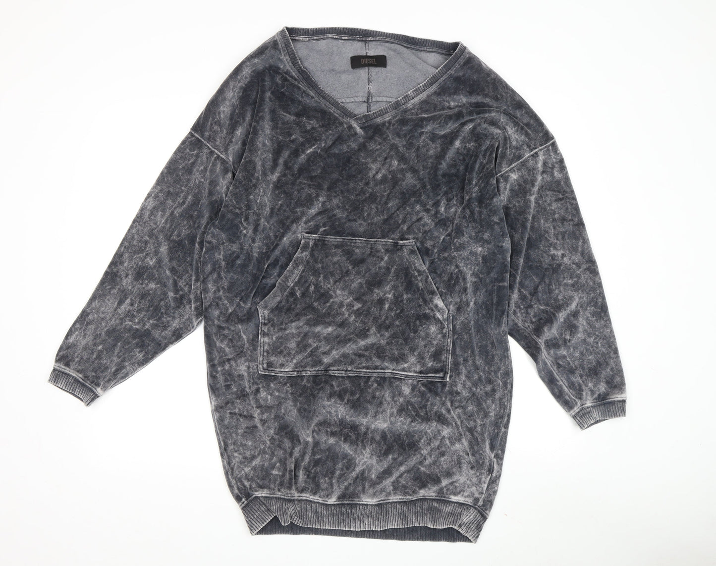 Diesel Grey V-Neck Pullover Jumper Size L