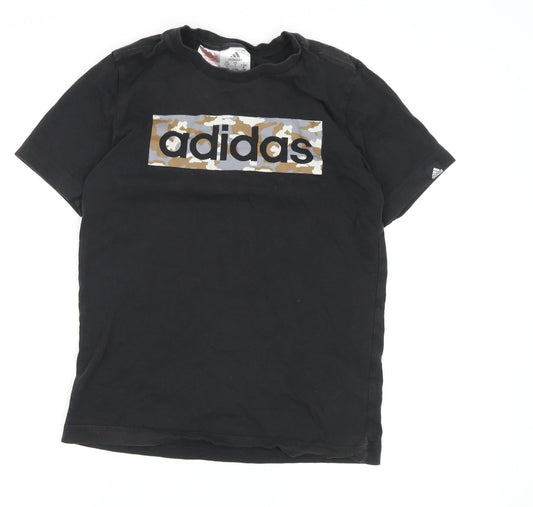 Additional front view of Adidas boys’ black camouflage graphic t-shirt 9-10 years
