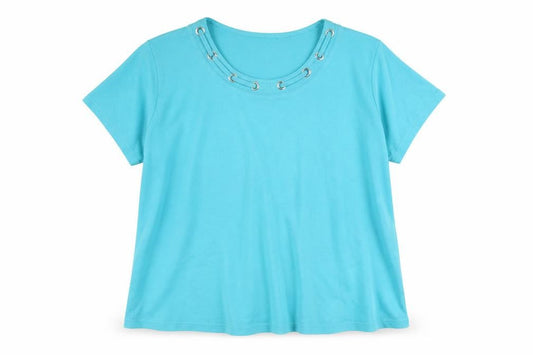 Womens UK Size 18 EWM Pure Classics Blue Basic T-Shirt