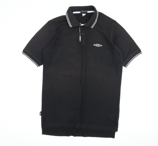 Umbro Men's Black Polo Shirt M Short Sleeve Logo