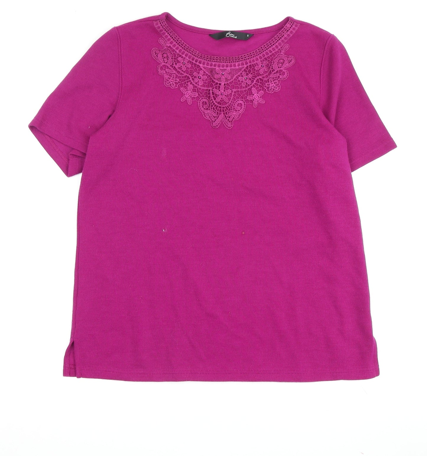 Womens UK Size S BM Casual Purple Basic T-Shirt