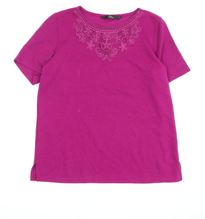 Womens UK Size S BM Casual Purple Basic T-Shirt