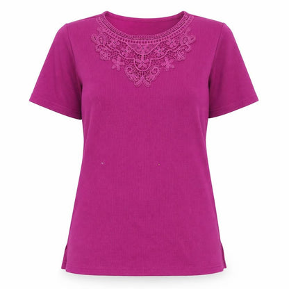 Bonmarché Women's Purple Embroidered T-Shirt - Size S