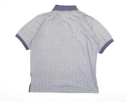 Donnay Men's Grey Striped Polo M - Cotton Blend