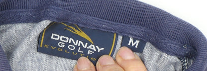 Donnay Men's Grey Striped Polo M - Cotton Blend