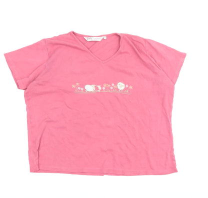 EWM Women's Pink Cotton Nightshirt, L, Graphic Print