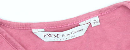 EWM Women's Pink Cotton Nightshirt, L, Graphic Print