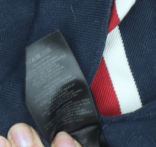 Pepe Jeans Men's Blue Polo Shirt, Size M, Striped, Excellent