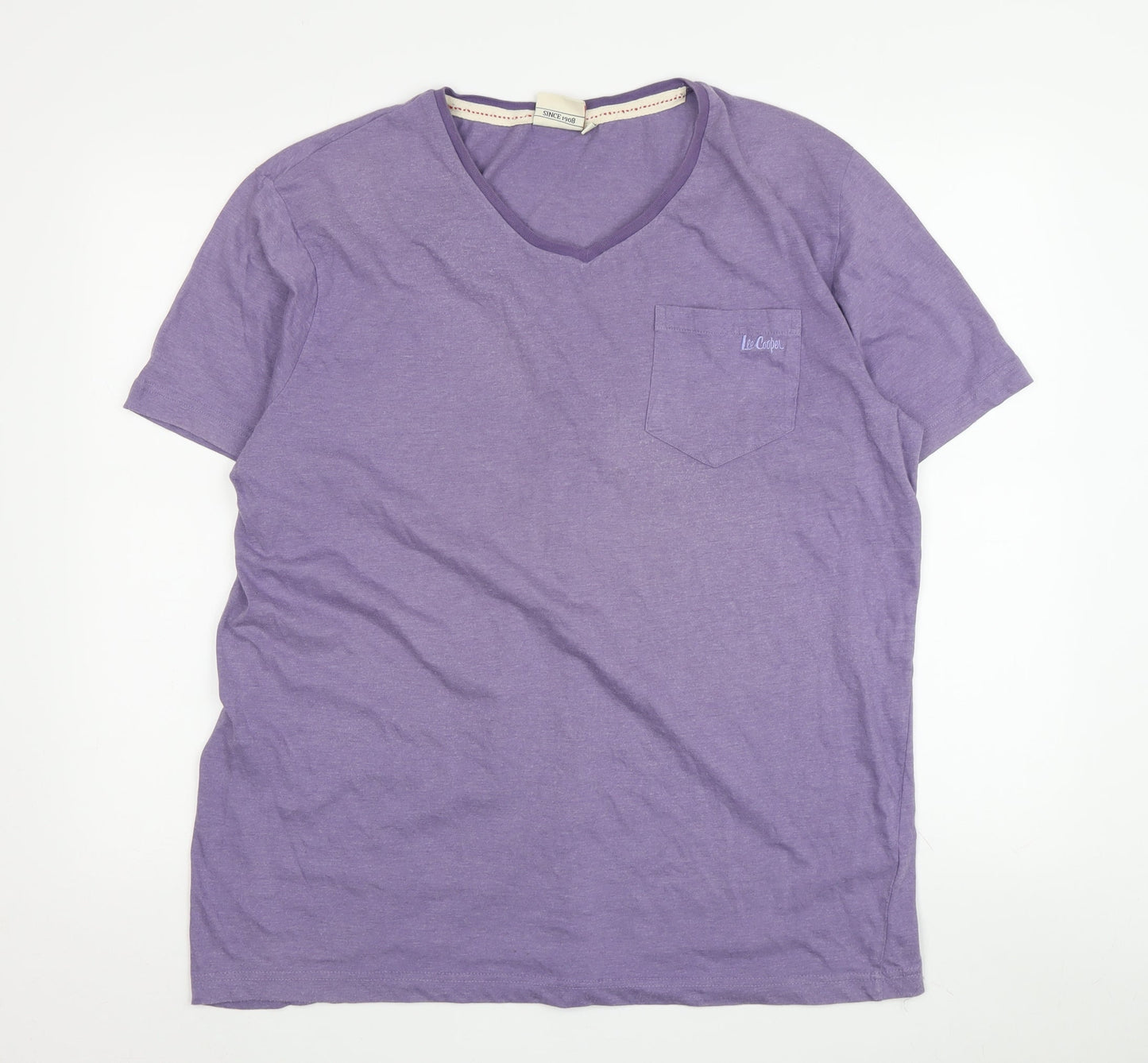 Lee Cooper Men's Purple XL V-Neck T-Shirt Short Sleeve
