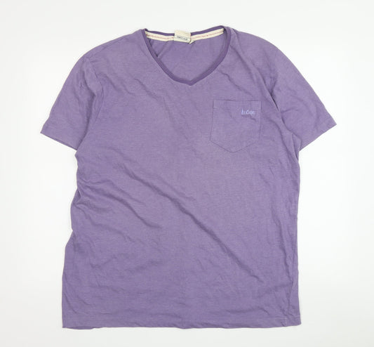 Lee Cooper Men's Purple XL V-Neck T-Shirt Short Sleeve