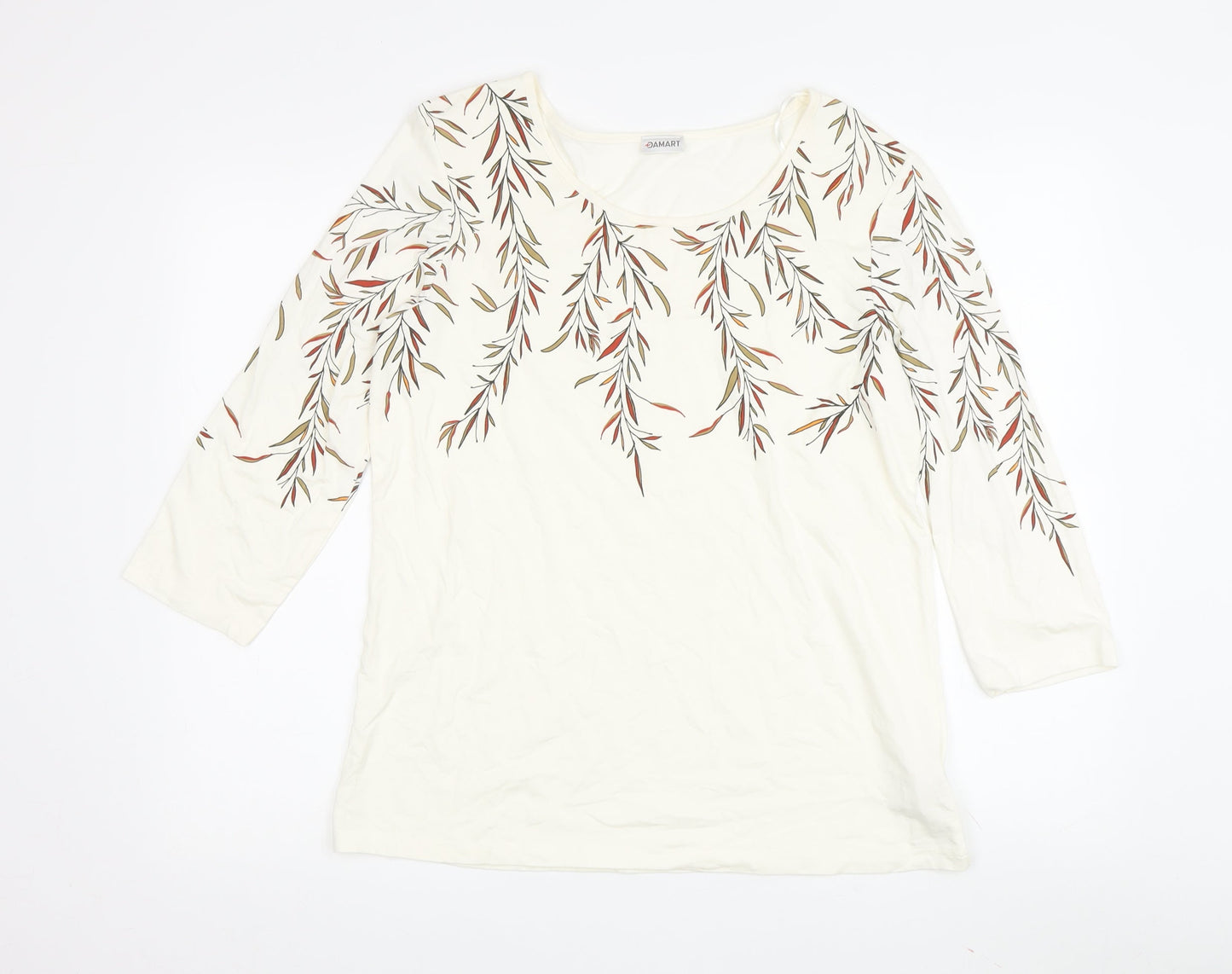 Damart Women's Ivory Floral T-Shirt Size 14