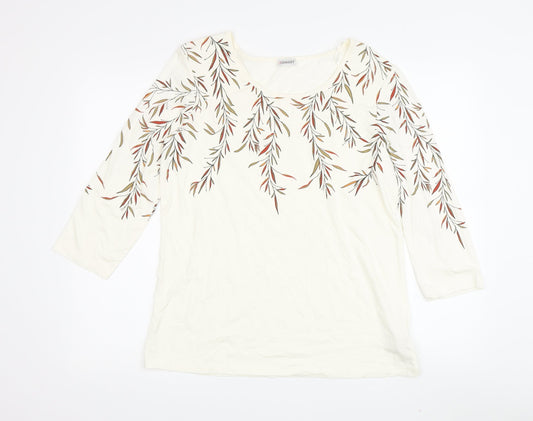 Damart Women's Ivory Floral T-Shirt Size 14
