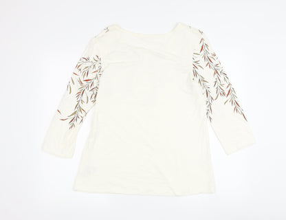 Damart Women's Ivory Floral T-Shirt Size 14