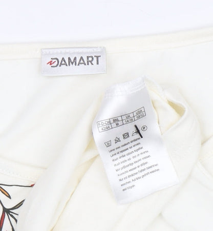 Damart Women's Ivory Floral T-Shirt Size 14