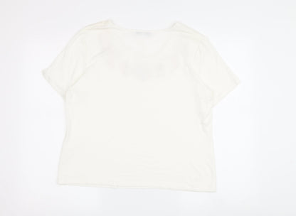Grauzas Women's Ivory Floral T-Shirt, Size 16, Scoop Neck