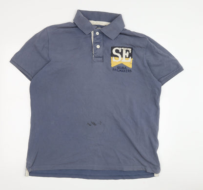 Quba Men's Blue Nautical Polo Shirt, Regular Fit, Size 4