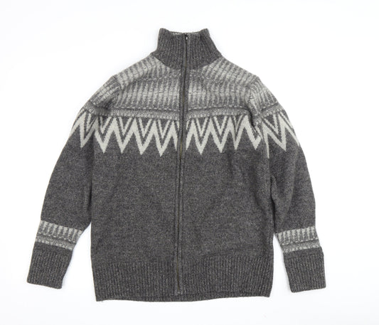 White Stuff Men's Grey Full Zip Wool Jumper M