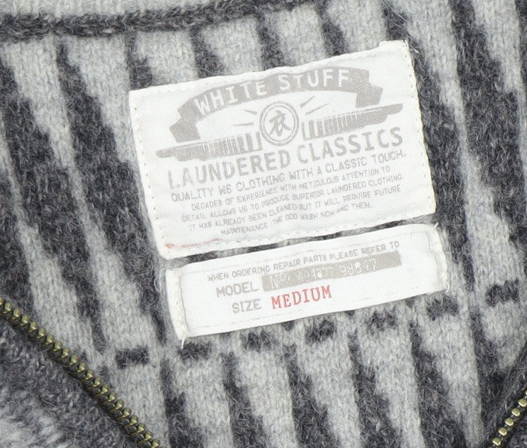 White Stuff Men's Grey Full Zip Wool Jumper M
