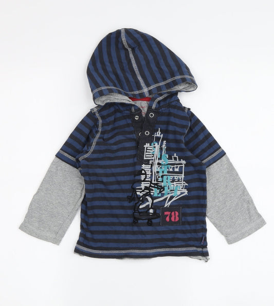 Pumpkin Patch Boys Blue Striped Henley Jumper 24 Months