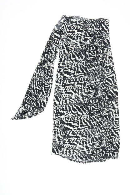 Topshop Women's Black Petite Cover Up, Size 6 Animal Print