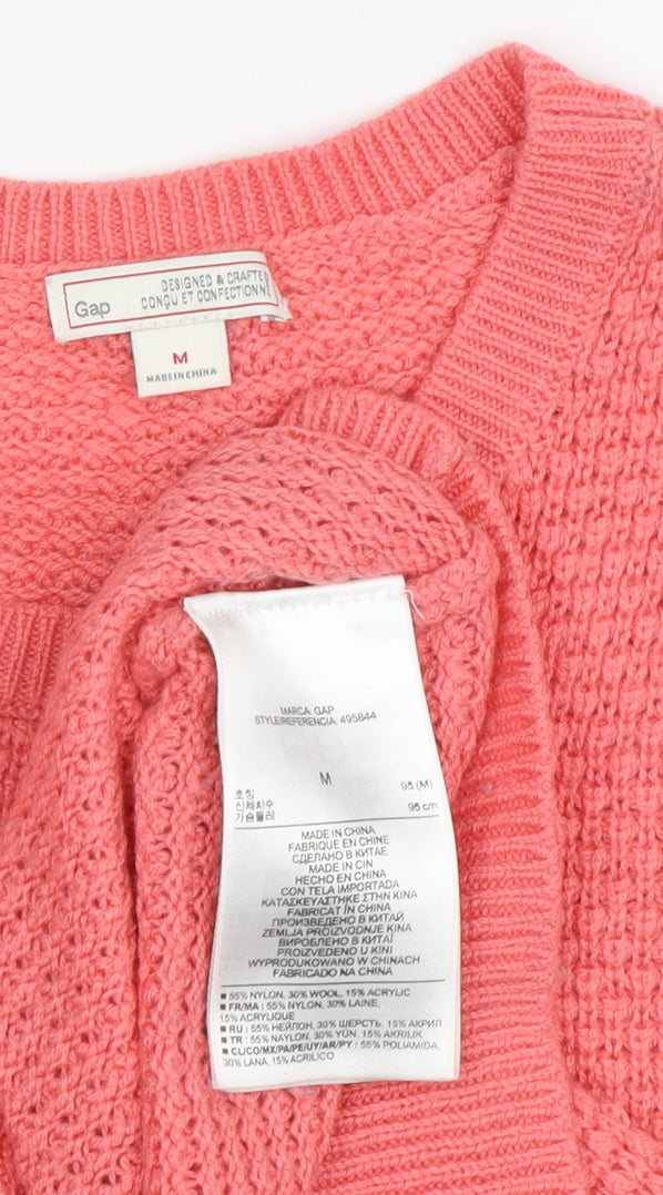 Gap Women's Pink Knit Pullover Jumper, M, Waffle Knit