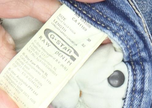 G-Star Men's Blue Straight Jeans - 30W, 30L, Distressed Denim